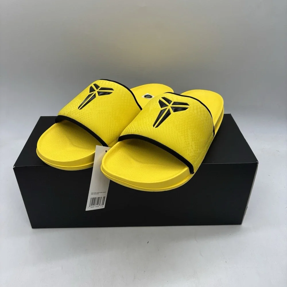 Nike Kobe Off Court Slides Mens 11 Womens 12 Lightning Yellow Black Mamba NEW